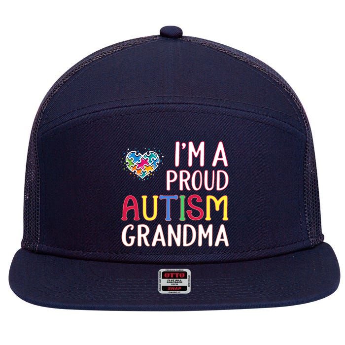 IM A Proud Autism Grandma Awareness Gift 7 Panel Mesh Trucker Snapback Hat