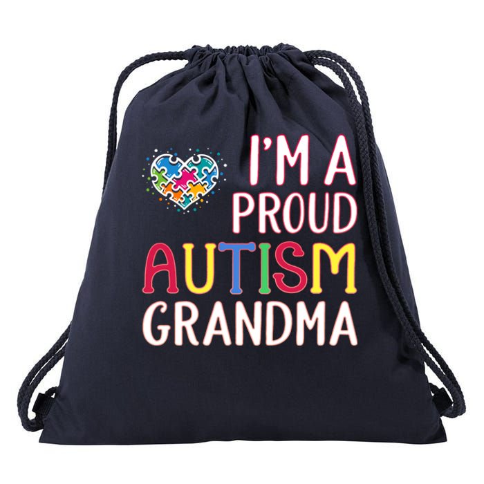 IM A Proud Autism Grandma Awareness Gift Drawstring Bag