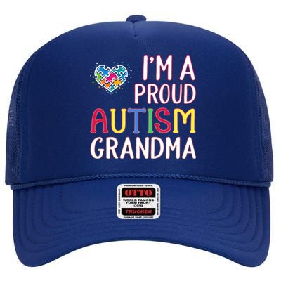 IM A Proud Autism Grandma Awareness Gift High Crown Mesh Back Trucker Hat