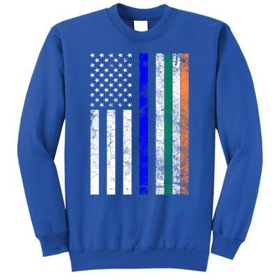 Irish American Police Cop Flag St Patrick's Day Gift Cool Gift Tall Sweatshirt