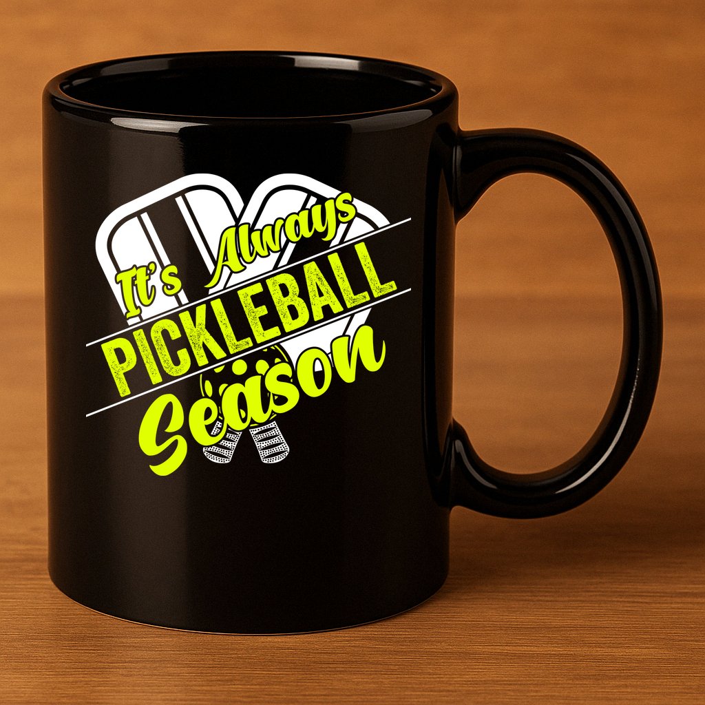 It's Always Pickleball Season Pickleball Paddle Gifts 11oz C Handle Ceramic Mug