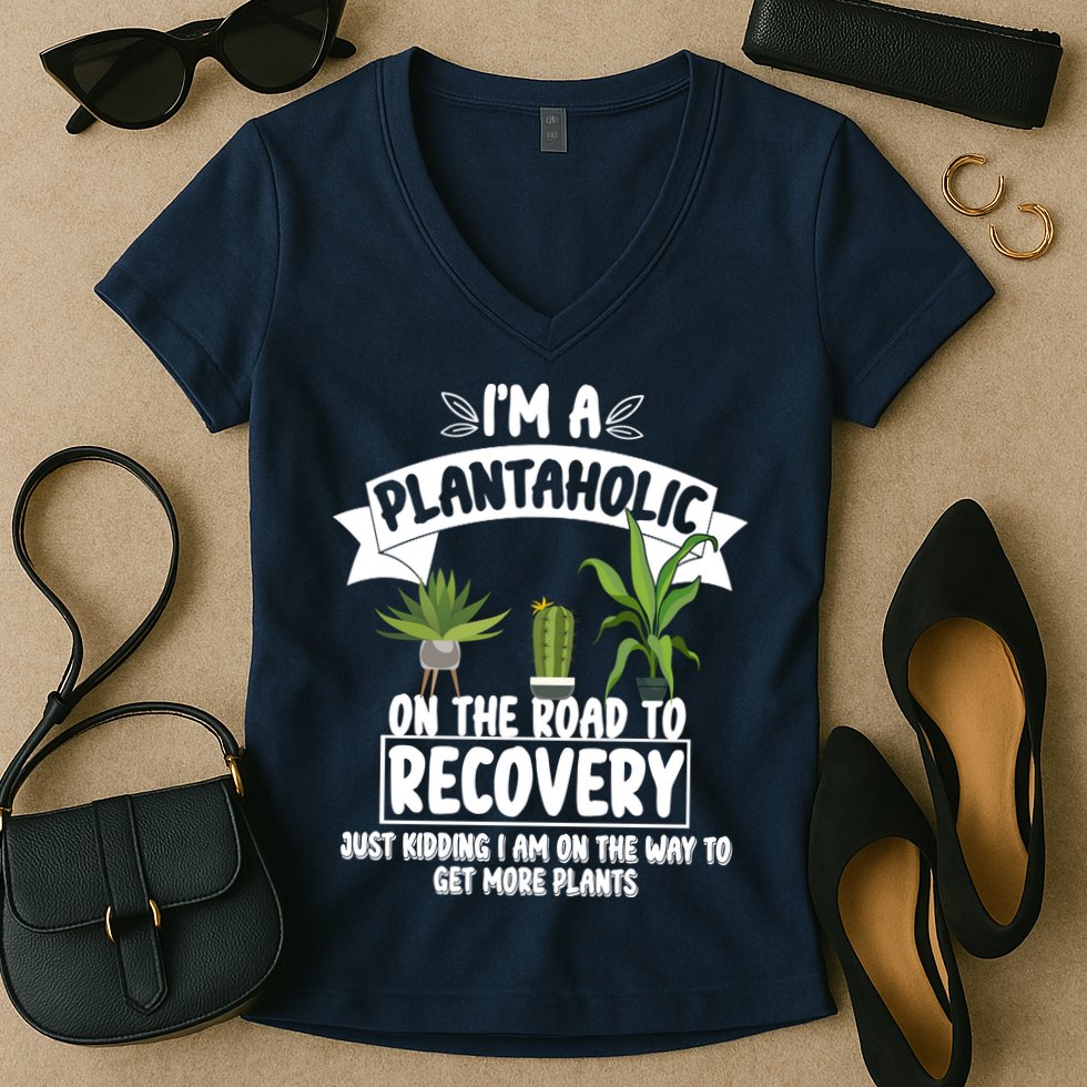 I'm A Plantaholic On The Road To Recovery Women's V-Neck T-Shirt