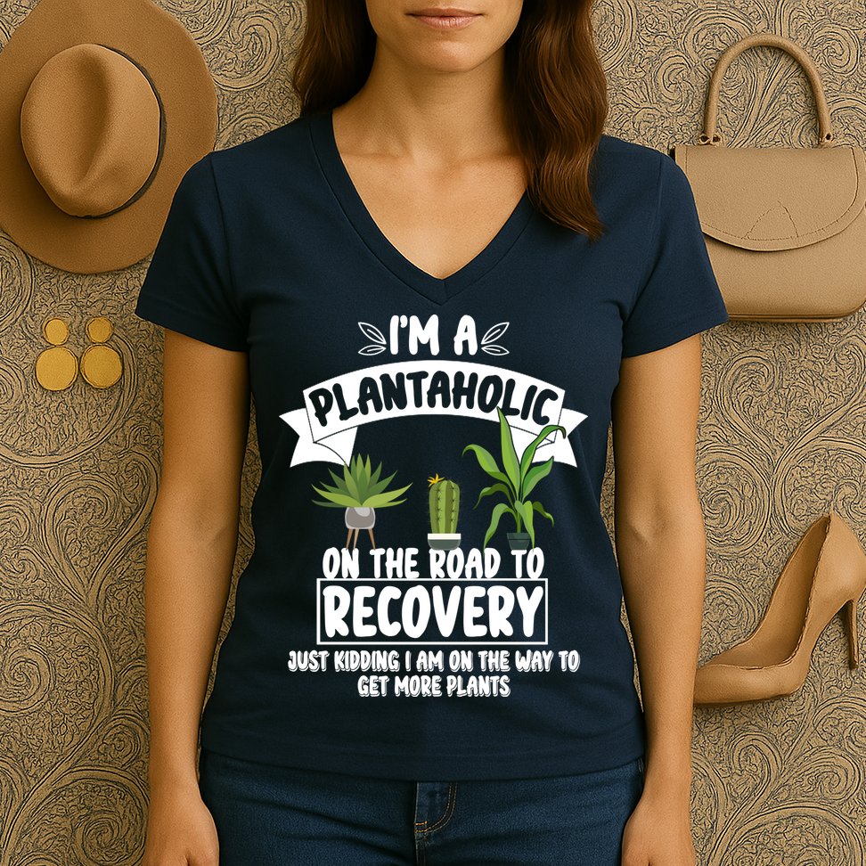 I'm A Plantaholic On The Road To Recovery Women's V-Neck T-Shirt