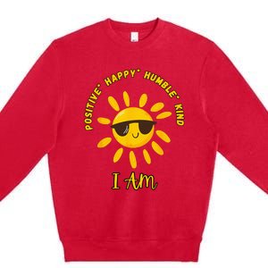 I AM positive energy design with sunshine wearing sunglasses Premium Crewneck Sweatshirt