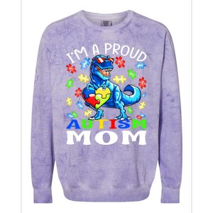 I'm A Proud Autism Mom Dinosaur Gift Colorblast Crewneck Sweatshirt