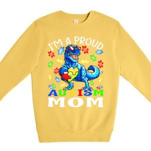 I'm A Proud Autism Mom Dinosaur Gift Premium Crewneck Sweatshirt