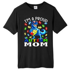 I'm A Proud Autism Mom Dinosaur Gift Tall Fusion ChromaSoft Performance T-Shirt