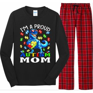 I'm A Proud Autism Mom Dinosaur Gift Long Sleeve Pajama Set