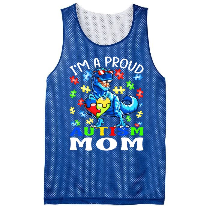 I'm A Proud Autism Mom Dinosaur Gift Mesh Reversible Basketball Jersey Tank