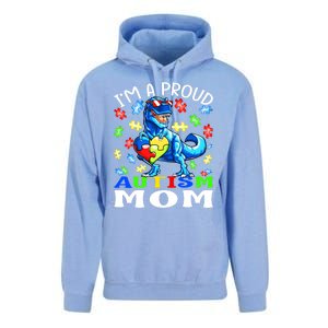 I'm A Proud Autism Mom Dinosaur Gift Unisex Surf Hoodie