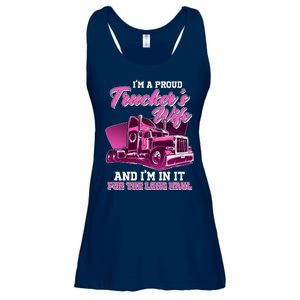 I'm A Proud Trucker's Wife And I'm In It For The Long Haul Ladies Essential Flowy Tank