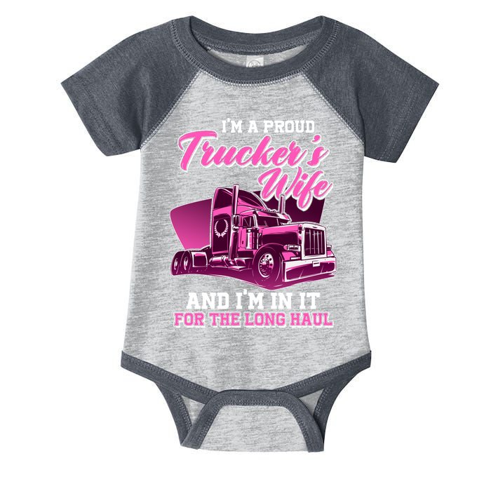 I'm A Proud Trucker's Wife And I'm In It For The Long Haul Infant Baby Jersey Bodysuit