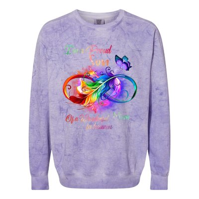 Im A Proud Son Of Wonderful Mom In Heaven Feather Infinity Gift Colorblast Crewneck Sweatshirt