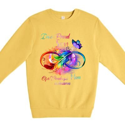 Im A Proud Son Of Wonderful Mom In Heaven Feather Infinity Gift Premium Crewneck Sweatshirt