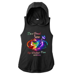 Im A Proud Son Of Wonderful Mom In Heaven Feather Infinity Gift Ladies PosiCharge Tri-Blend Wicking Draft Hoodie Tank