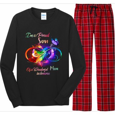 Im A Proud Son Of Wonderful Mom In Heaven Feather Infinity Gift Long Sleeve Pajama Set