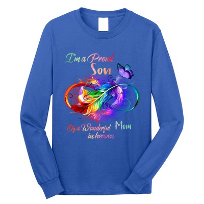 Im A Proud Son Of Wonderful Mom In Heaven Feather Infinity Gift Long Sleeve Shirt