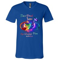 Im A Proud Son Of Wonderful Mom In Heaven Feather Infinity Gift V-Neck T-Shirt