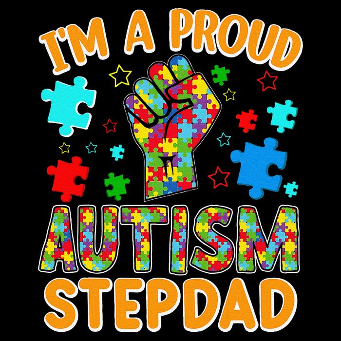 Im a Proud Autism Stepdad Puzzle Piece Advocate Support USA-Made Doggie Bandana