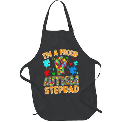 Im a Proud Autism Stepdad Puzzle Piece Advocate Support Full-Length Apron With Pockets