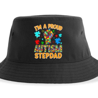 Im a Proud Autism Stepdad Puzzle Piece Advocate Support Sustainable Bucket Hat