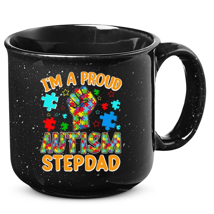 Im a Proud Autism Stepdad Puzzle Piece Advocate Support 15oz Campfire Ceramic Mug