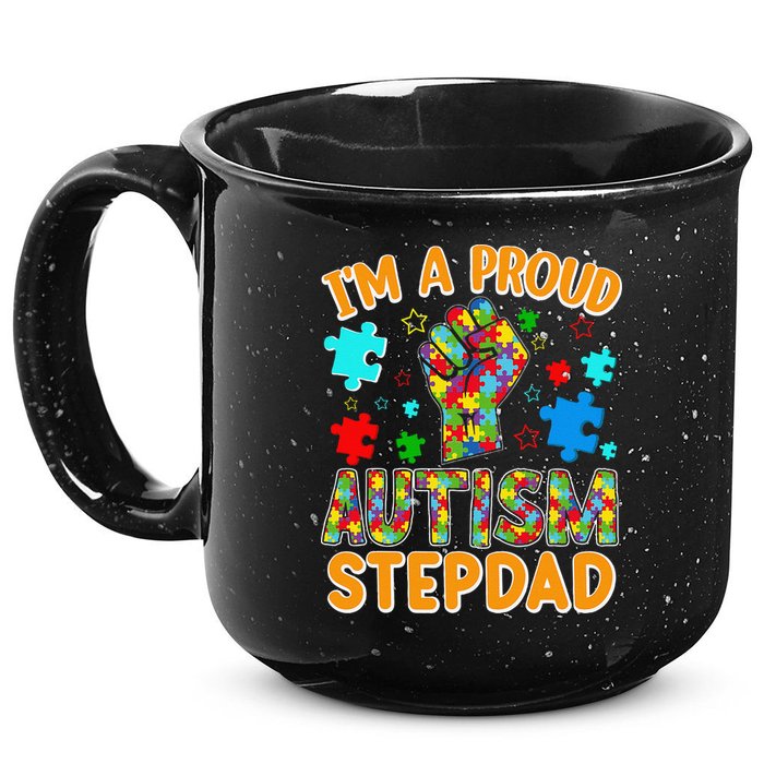 Im a Proud Autism Stepdad Puzzle Piece Advocate Support 15oz Campfire Ceramic Mug
