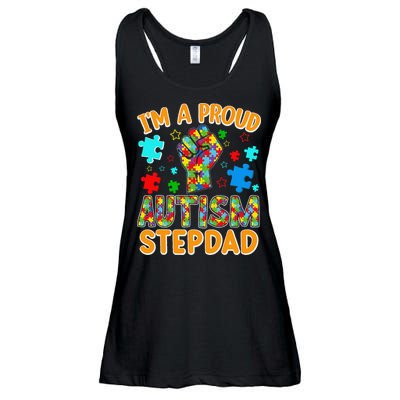 Im a Proud Autism Stepdad Puzzle Piece Advocate Support Ladies Essential Flowy Tank
