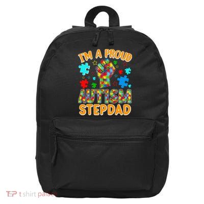 Im a Proud Autism Stepdad Puzzle Piece Advocate Support 16 in Basic Backpack