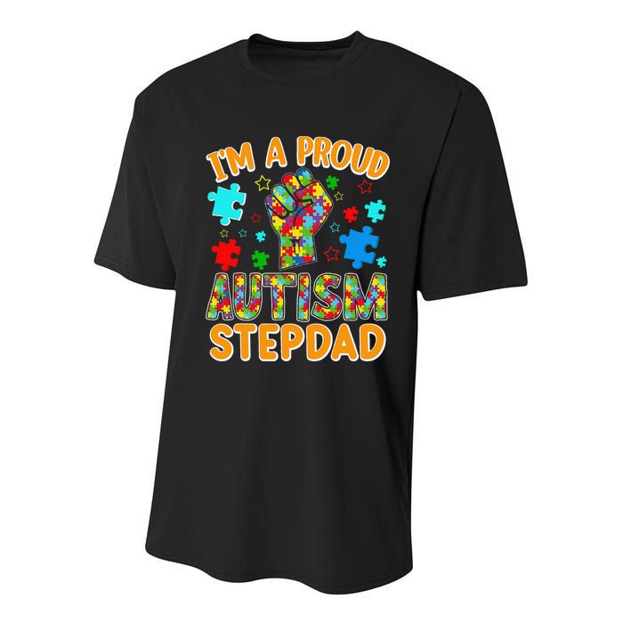 Im a Proud Autism Stepdad Puzzle Piece Advocate Support Youth Performance Sprint T-Shirt