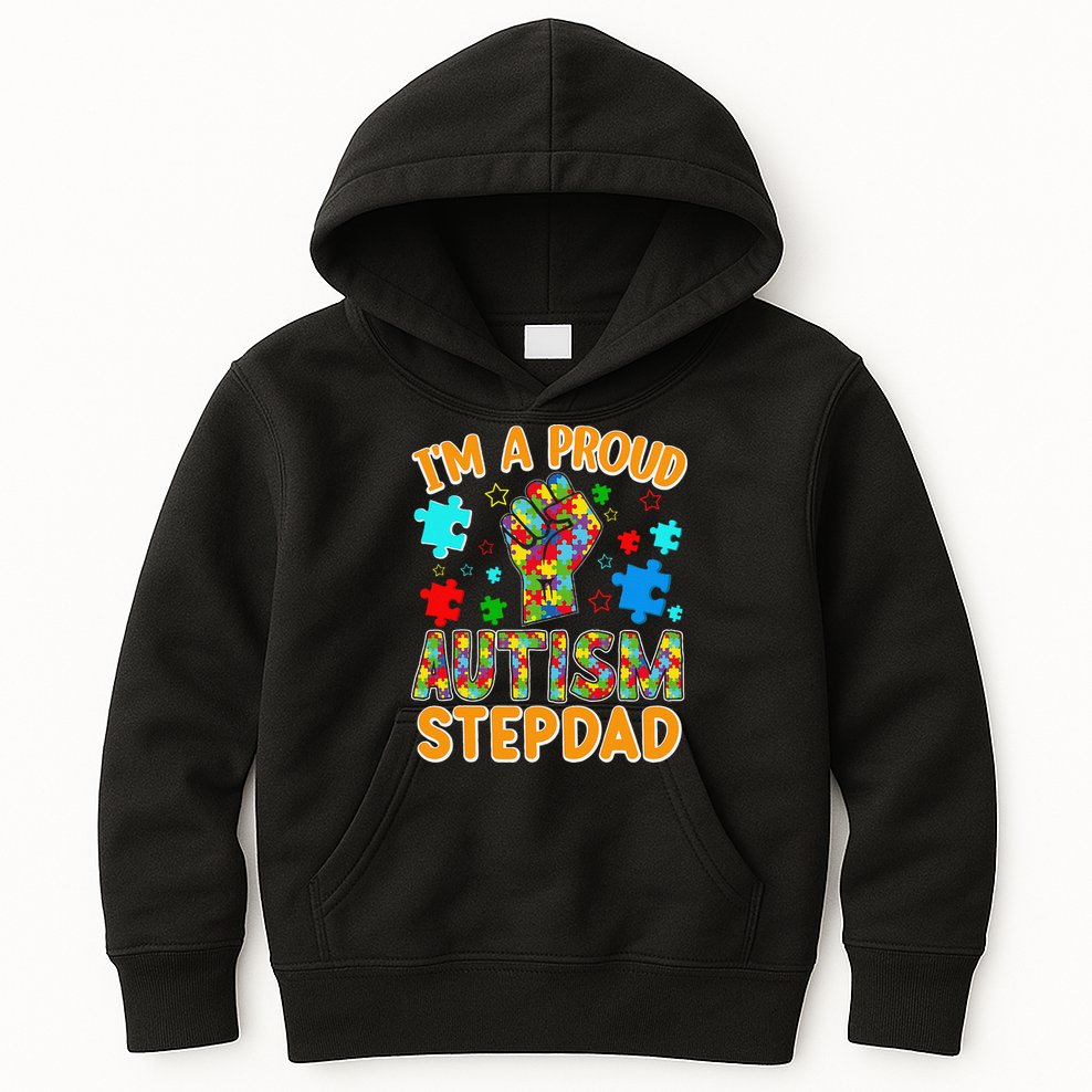 Im a Proud Autism Stepdad Puzzle Piece Advocate Support Kids Hoodie