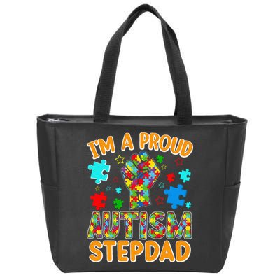 Im a Proud Autism Stepdad Puzzle Piece Advocate Support Zip Tote Bag