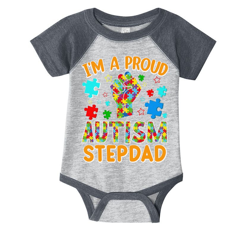 Im a Proud Autism Stepdad Puzzle Piece Advocate Support Infant Baby Jersey Bodysuit