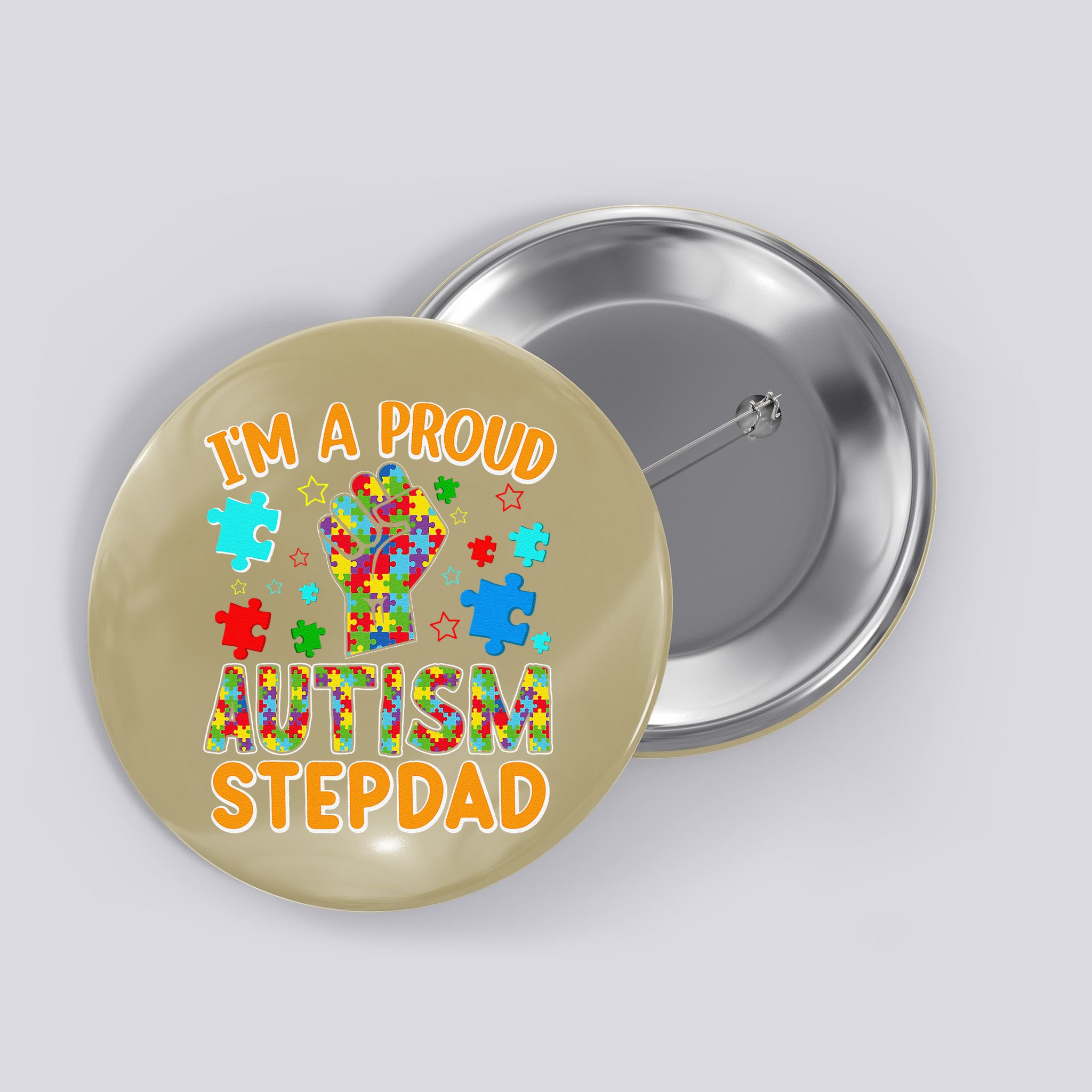 Im a Proud Autism Stepdad Puzzle Piece Advocate Support Button