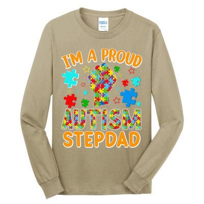 Im a Proud Autism Stepdad Puzzle Piece Advocate Support Tall Long Sleeve T-Shirt
