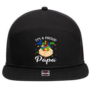 I'm A Proud Autism Papa Autism Awareness Autistic Cool Gift 7 Panel Mesh Trucker Snapback Hat