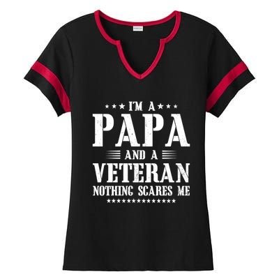 I'm A Papa And A Veteran Family Papa Veteran Dad Fathers Day Gift Ladies Halftime Notch Neck Tee