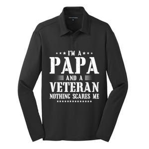 I'm A Papa And A Veteran Family Papa Veteran Dad Fathers Day Gift Silk Touch Performance Long Sleeve Polo