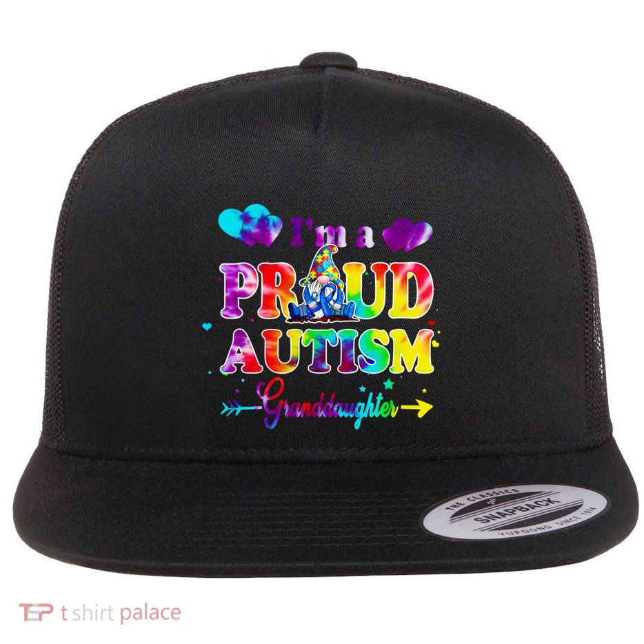 I'm A Proud Autism Granddaughter Tie Dye Gnome Cool Gift Flatbill Hat