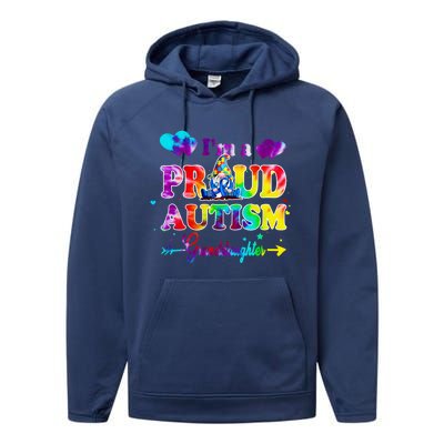 I'm A Proud Autism Granddaughter Tie Dye Gnome Cool Gift Performance Fleece Hoodie