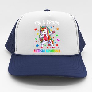 IM A Proud Autism Grandma Dabbing Unicorn Autism Awareness Funny Gift Trucker Hat