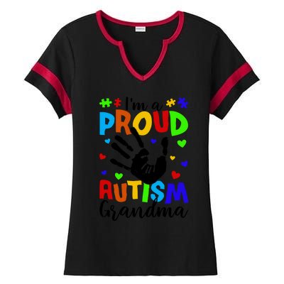 I'm A Proud Autism Grandma Autism Awareness Meaningful Gift Ladies Halftime Notch Neck Tee