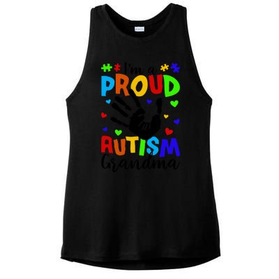 I'm A Proud Autism Grandma Autism Awareness Meaningful Gift Ladies PosiCharge Tri-Blend Wicking Tank