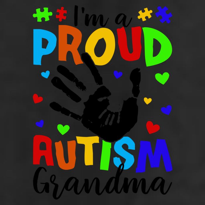 I'm A Proud Autism Grandma Autism Awareness Meaningful Gift 7 Panel Mesh Trucker Snapback Hat