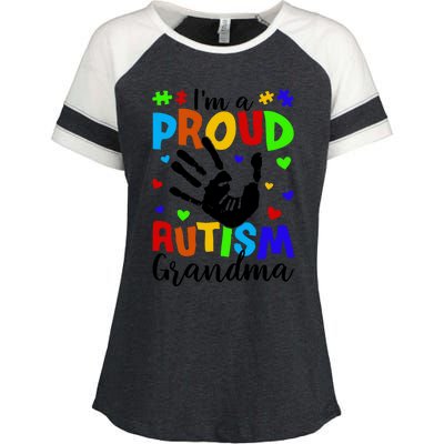 I'm A Proud Autism Grandma Autism Awareness Meaningful Gift Enza Ladies Jersey Colorblock Tee