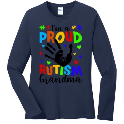 I'm A Proud Autism Grandma Autism Awareness Meaningful Gift Ladies Long Sleeve Shirt