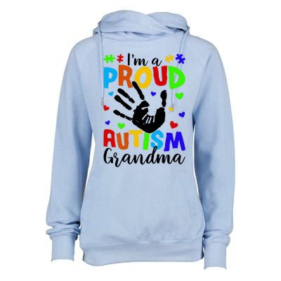 I'm A Proud Autism Grandma Autism Awareness Meaningful Gift Womens Funnel Neck Pullover Hood