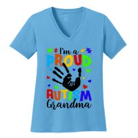 I'm A Proud Autism Grandma Autism Awareness Meaningful Gift Women's V-Neck T-Shirt