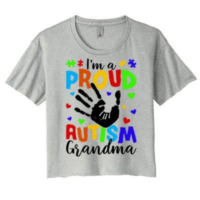 I'm A Proud Autism Grandma Autism Awareness Meaningful Gift Women's Crop Top Tee