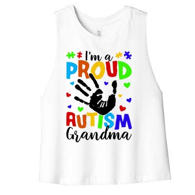 I'm A Proud Autism Grandma Autism Awareness Meaningful Gift Women's Racerback Cropped Tank